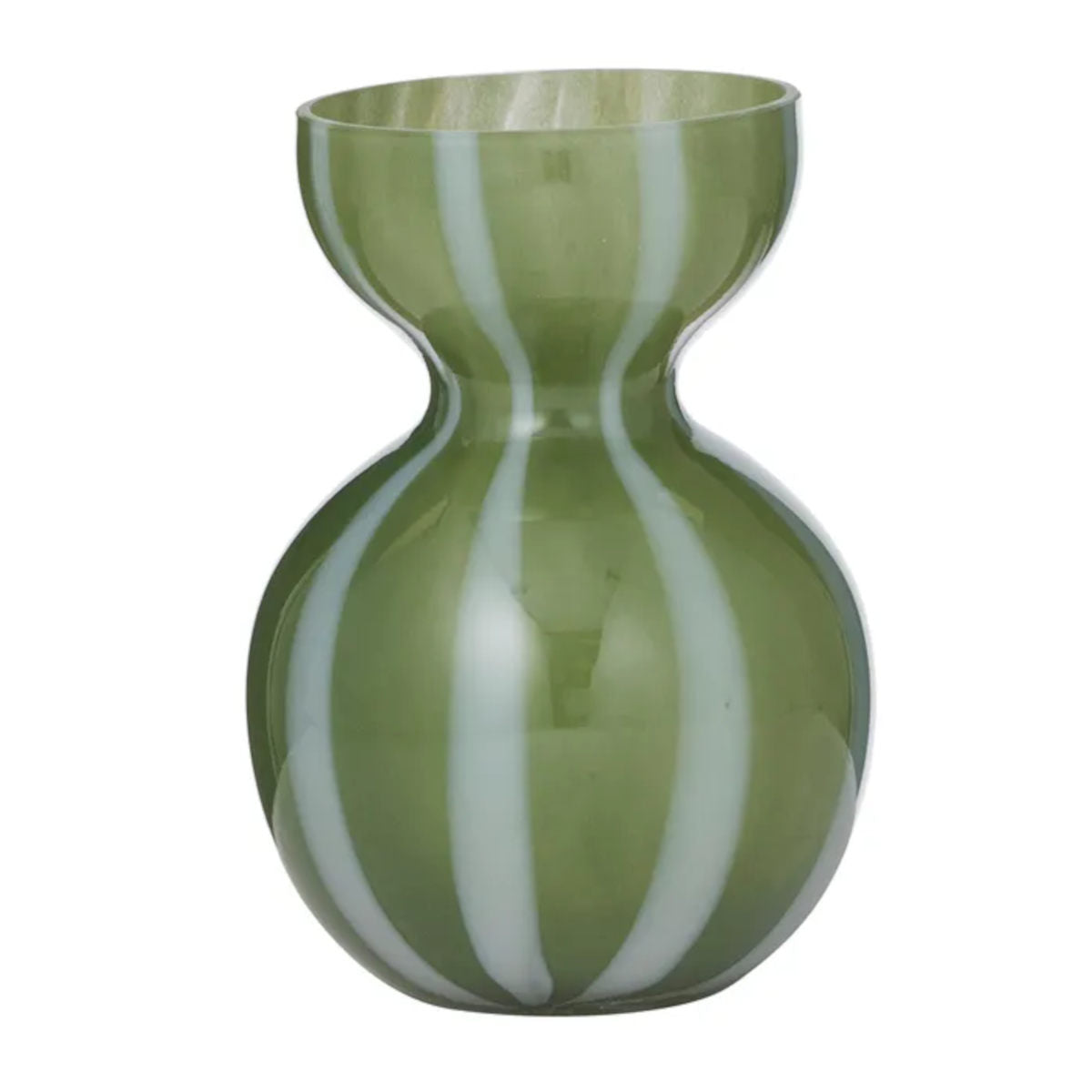Coast to Coast Bobbi Glass Vase Stripe Olive/White 13x18cm | Minimax