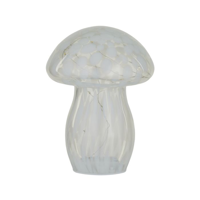 Mushroom Glass LED Lamp White 21cm