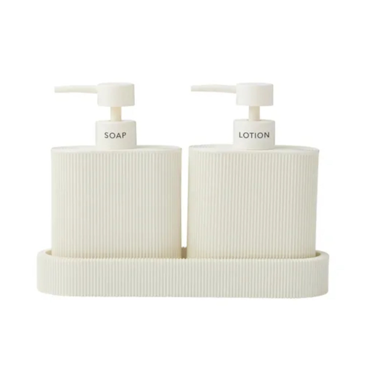 Elemental Sid Dispenser with Tray Ivory 24x19cm (Set of 2) | Minimax