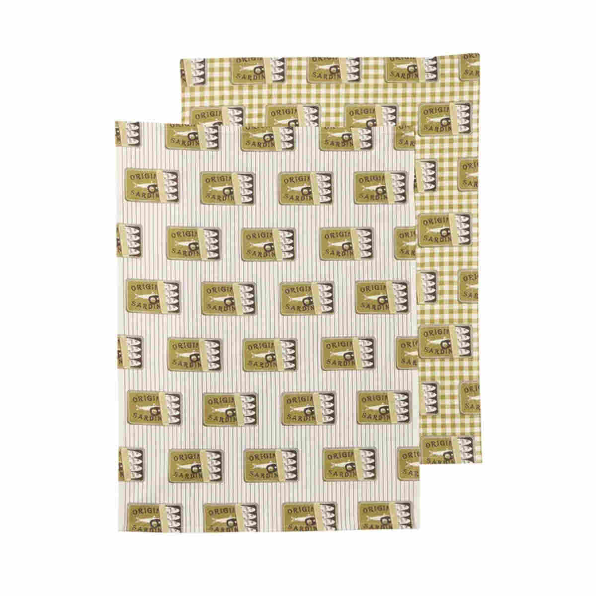 Assemble Cotton Sardine Tea Towel Olive 50x70cm Set of 2 | Minimax
