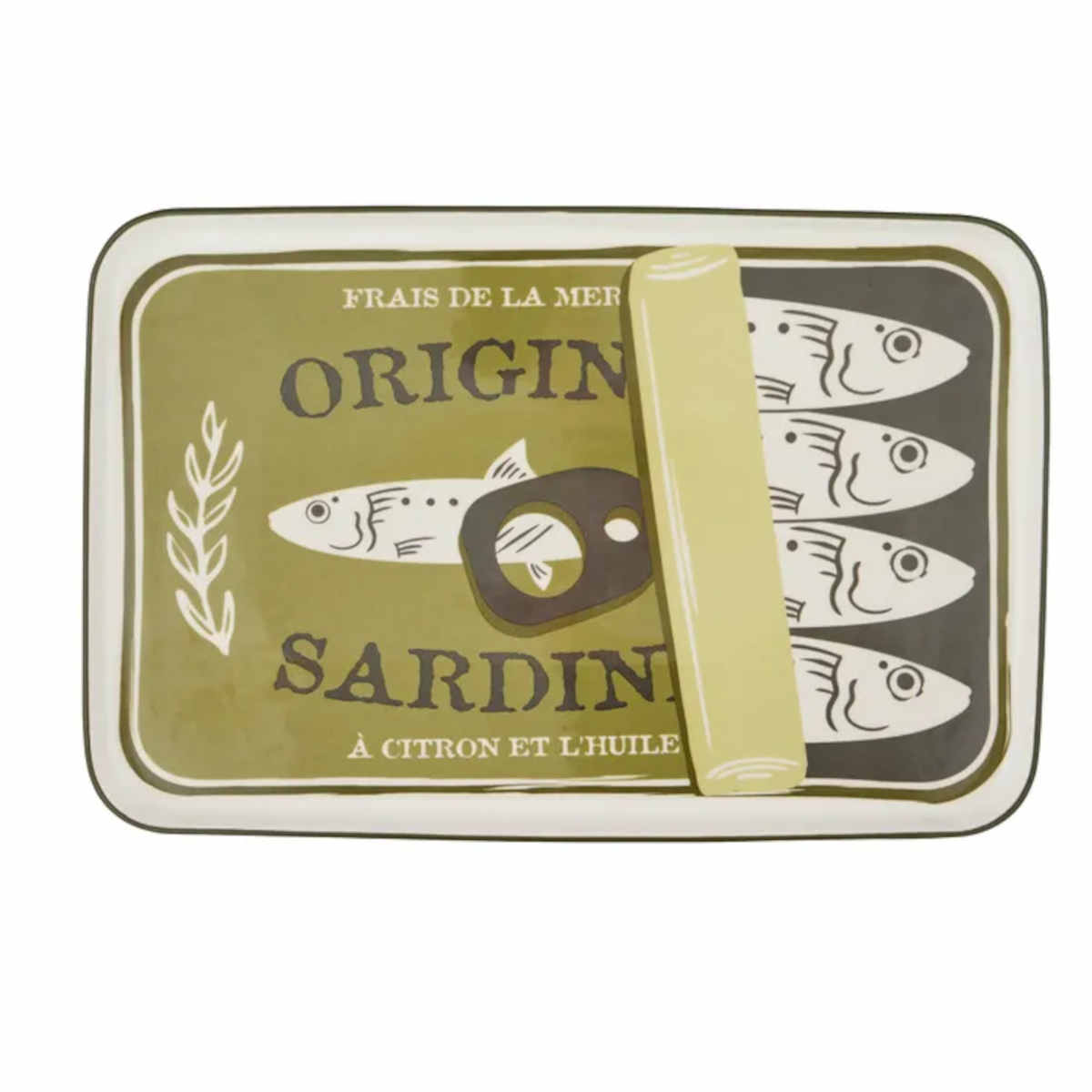 Assemble Lisbon Ceramic Sardine Platter Green 25x38.5cm | Minimax
