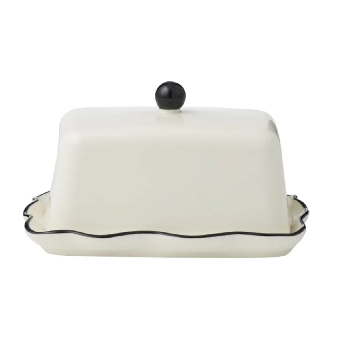 Assemble Winslow Ceramic Butter Dish Ivory/Black 20x11x9cm
