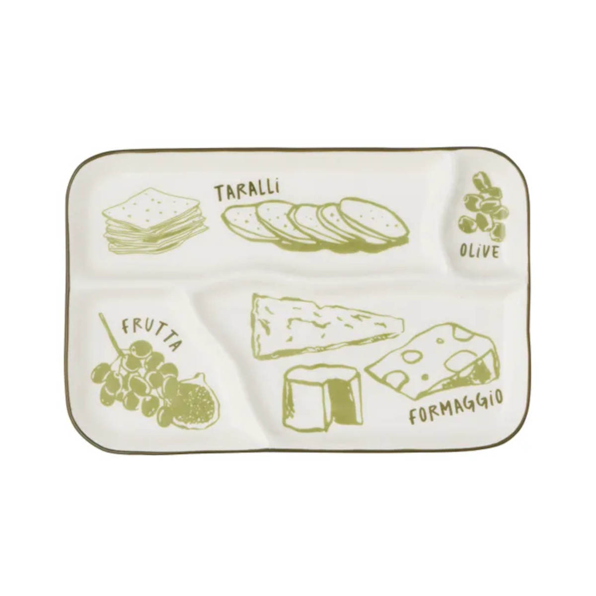 Assemble Deli Ceramic Divided Platter Green 24x16cm | Minimax