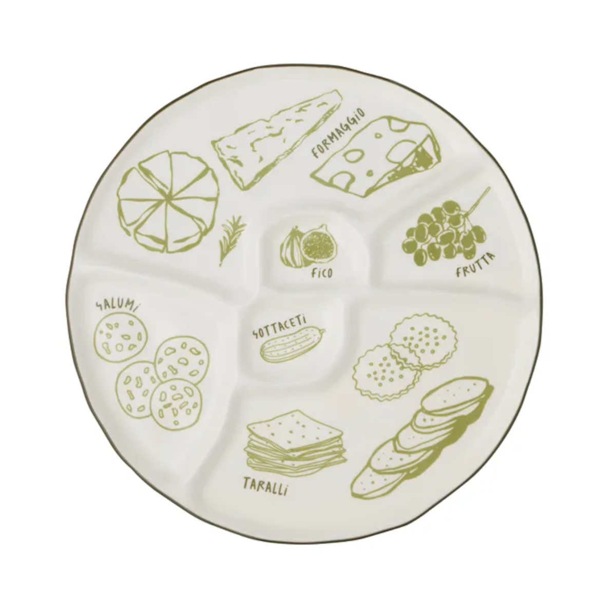 Assemble Deli Ceramic Divided Platter Green 35cm | Minimax