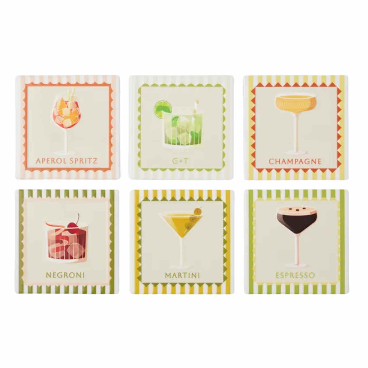 Coast to Coast Aperitif Ceramic Coaster 6 Assorted | Minimax