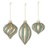 Gala Glass Droplet Shiny Gold/Green 3 Assorted 9cm (Price per item) | Minimax