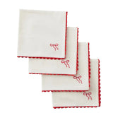 Gala Embossed Bow Cotton Napkin White/Red 40cm | Minimax