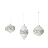 Gala Bejeweled Bauble Glass White/Silver 8cm (Price per item) | Minimax
