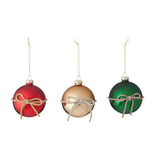 Gala Bow Wrapped Bauble Glass Multicolor Assorted 8cm (Price per item) | Minimax
