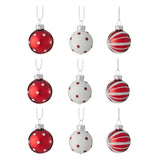 Gala Jolly Ornament Bauble Glass Assorted Red/White 4cm (Set of 9) | Minimax