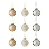 Gala Winter Ornament Bauble Glass Gold/Silver 4cm (Set of 9) | Minimax