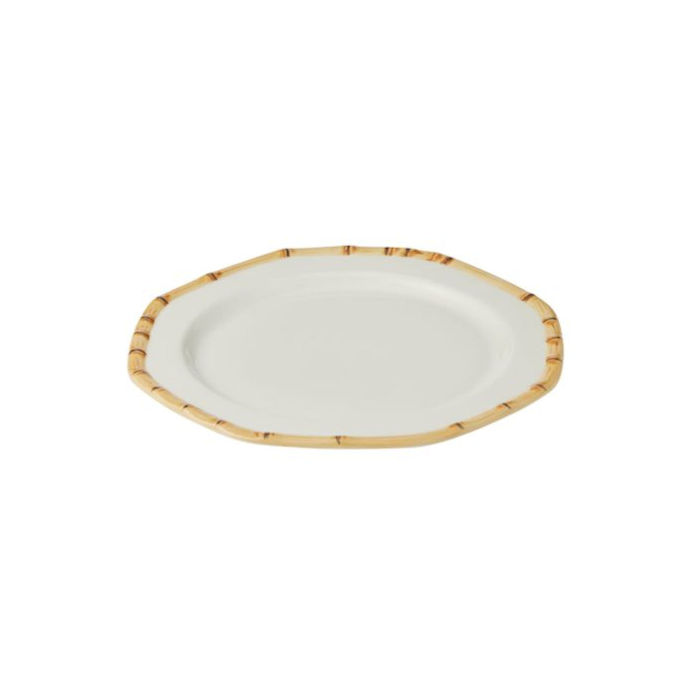 Assemble Bamboo Ceramic Platter White/Natural 35cm
