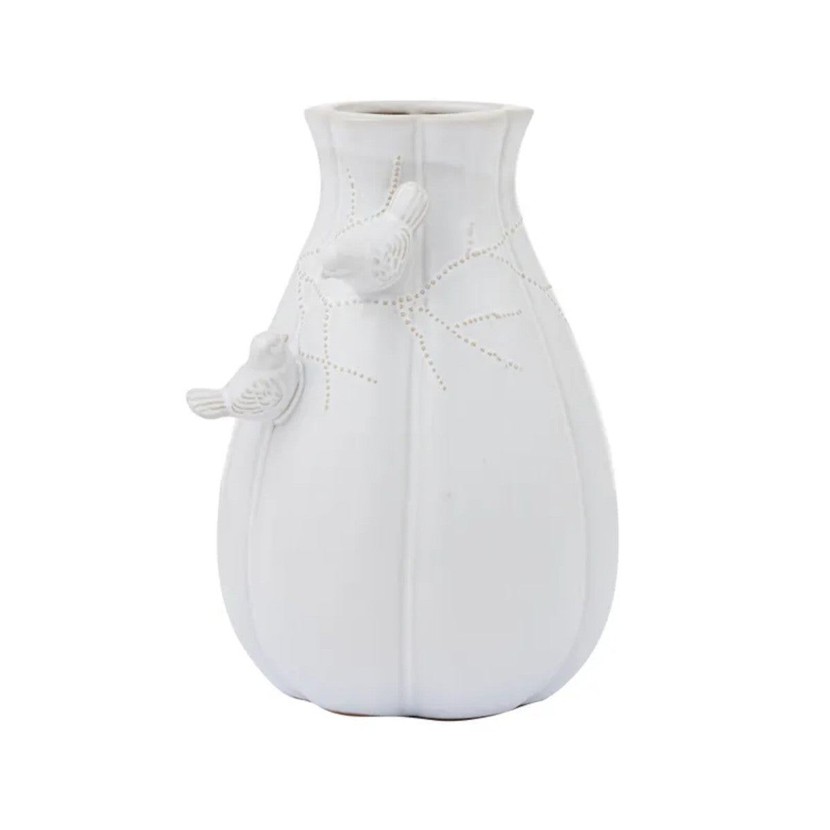 Ceramic Vase Birds White 15 x 22cm