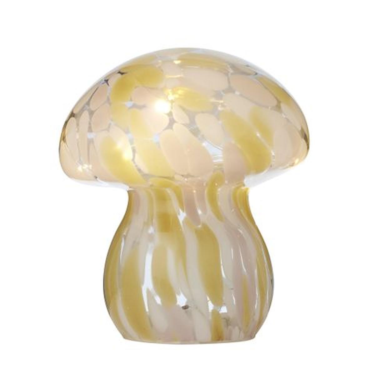 Mushroom Glass LED Lamp Pink/Amber 16cm
