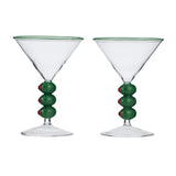 Assemble Olive Cocktail Glass Clear/Green 11 x 15cm (Set of 2) | Minimax