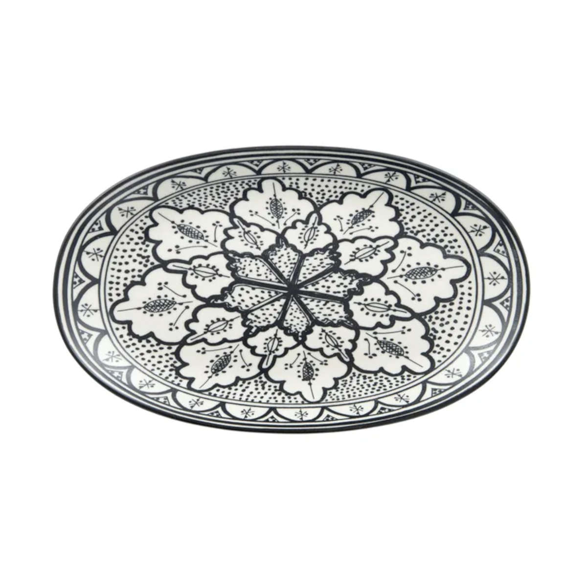 Aleah Ceramic Oval Dish Black & White 12 x 20.5cm | Minimax