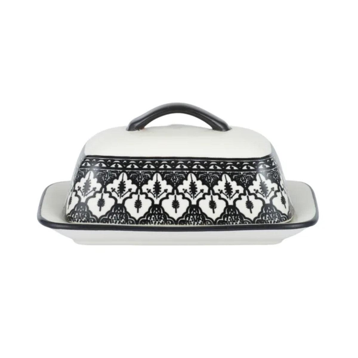 Aleah Ceramic Butter Dish Black & White 18 x 12.5 x 9cm | Minimax