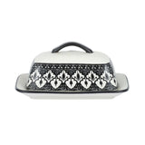Aleah Ceramic Butter Dish Black & White 18 x 12.5 x 9cm | Minimax