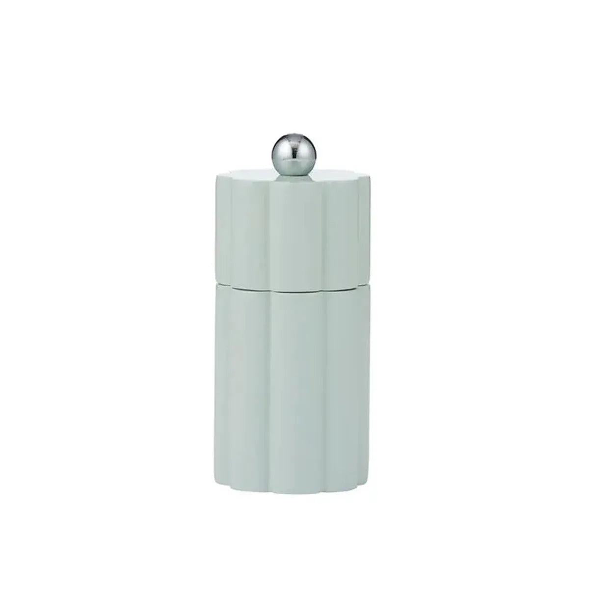Omega Wood Salt & Pepper Grinder Seafoam 5x11.5cm – elegant wooden grinder with silver knob, perfect for modern kitchen décor.