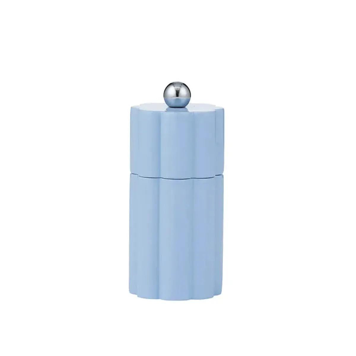 Omega Wood Salt & Pepper Grinder Denim 5x11.5cm – elegant nude-toned wooden grinder with silver knob, perfect for modern kitchen décor.