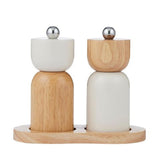 Eta Wood Salt and Pepper Ivory Set 3 Piece 5x7.5x12cm | Minimax
