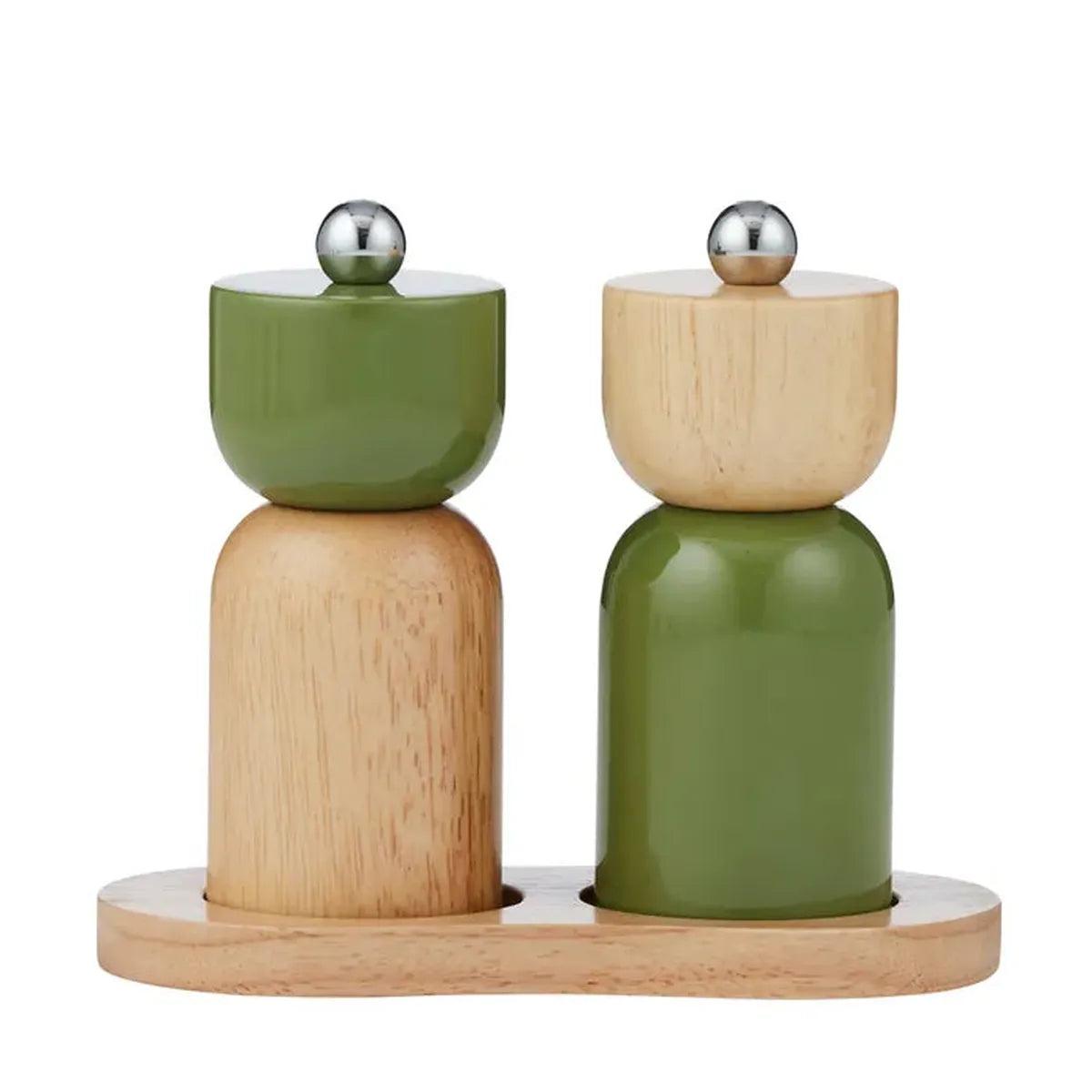 Assemble Eta Wood Salt & Pepper Olive Set 3 Piece 15x7.5x12cm