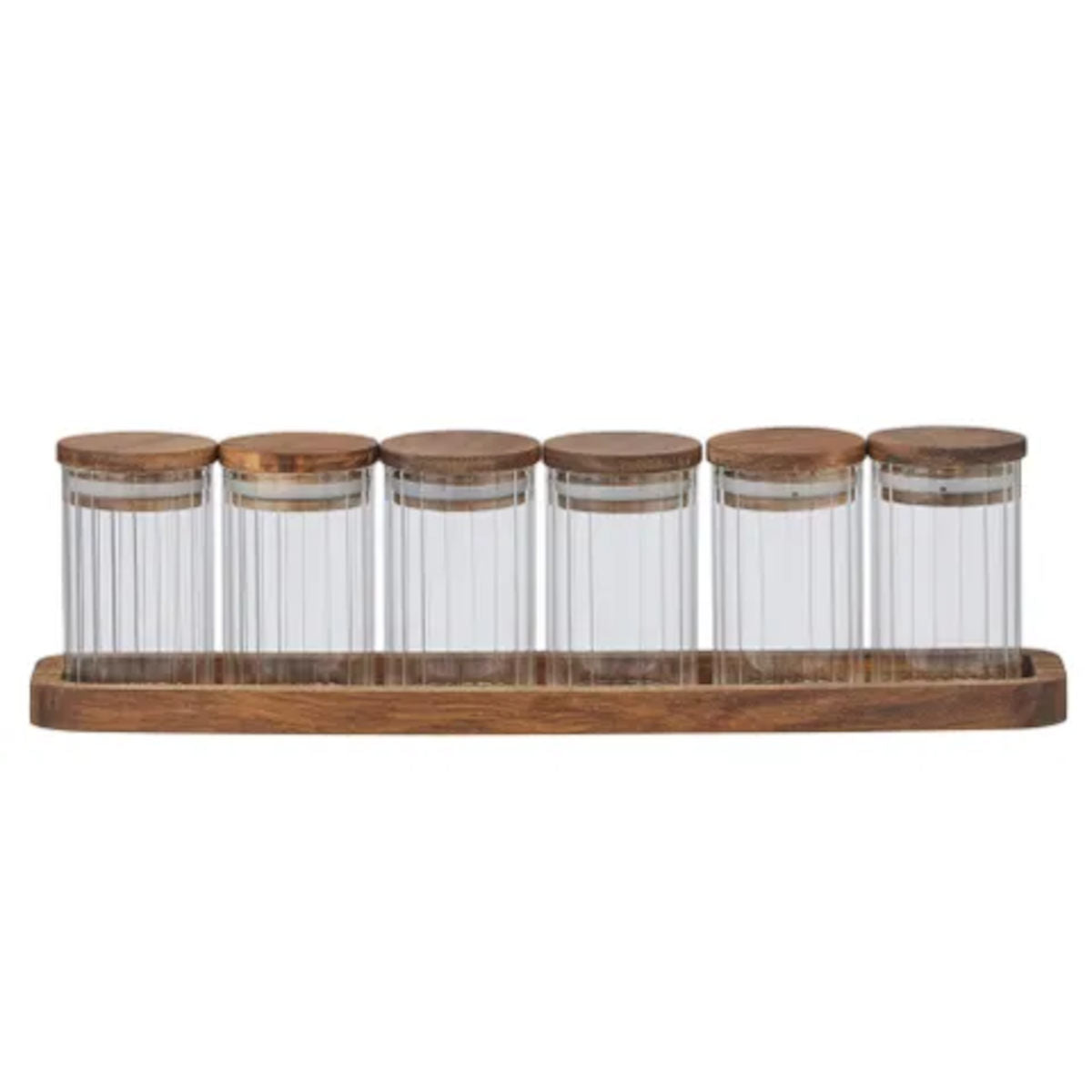 Assemble Bosco Glass/Wood Spice Set  7pc 34x7x10cm | Minimax