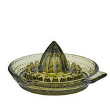 Lia Green Glass Juicer 14x14x6cm – vintage-style green glass citrus juicer with ridged reamer and handle, perfect for fresh juice making