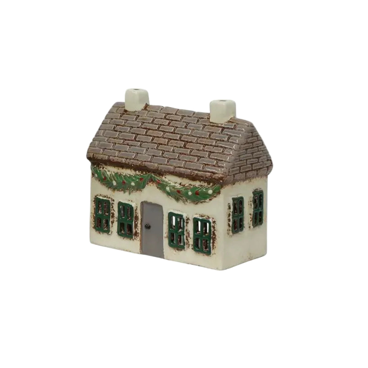 French Country Tea Light Cottage Stone 14x7x15cm