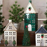 French Country Tea Light House with Wreath Green Tall 13x9x30cm | Minimax