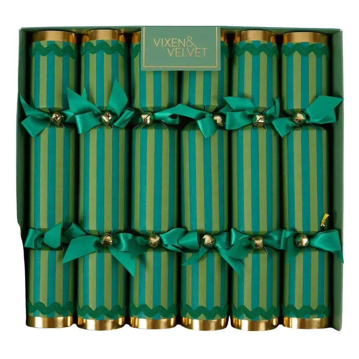 Vixen & Velvet Verdant Striped Crackers Green Set of 6 | Minimax