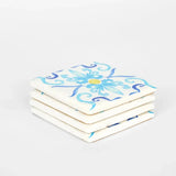 La Dolce Vita Blue Pattern Coasters Set of 4 – stylish resin coasters featuring ornate blue scroll design, perfect for dining and gifts