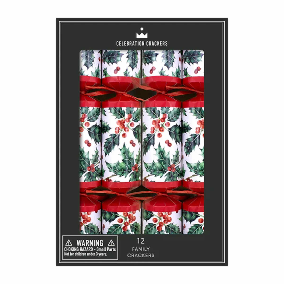 Celebration Crackers Family Cube Traditional Holly 30cm (Set of 12) | Minimax