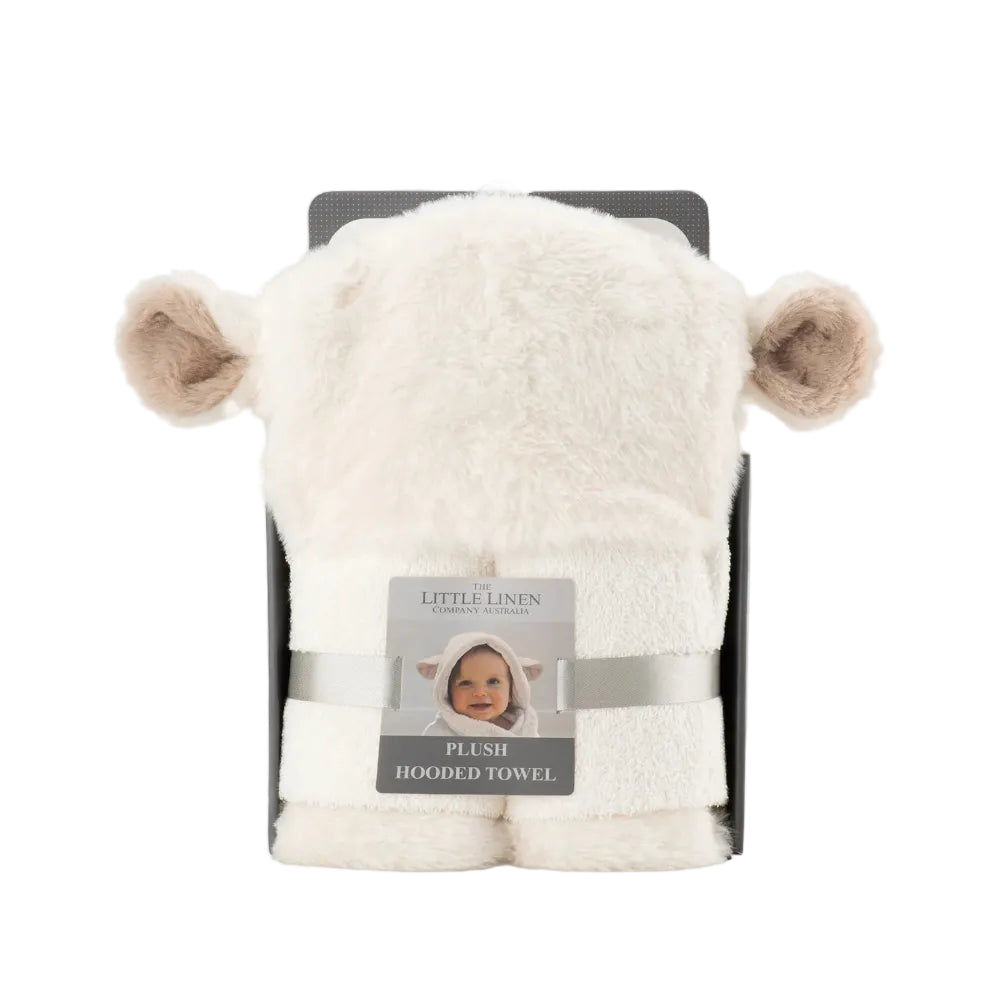 Little Linen Farmyard Lamb Plush Baby Hooded Towel | Minimax