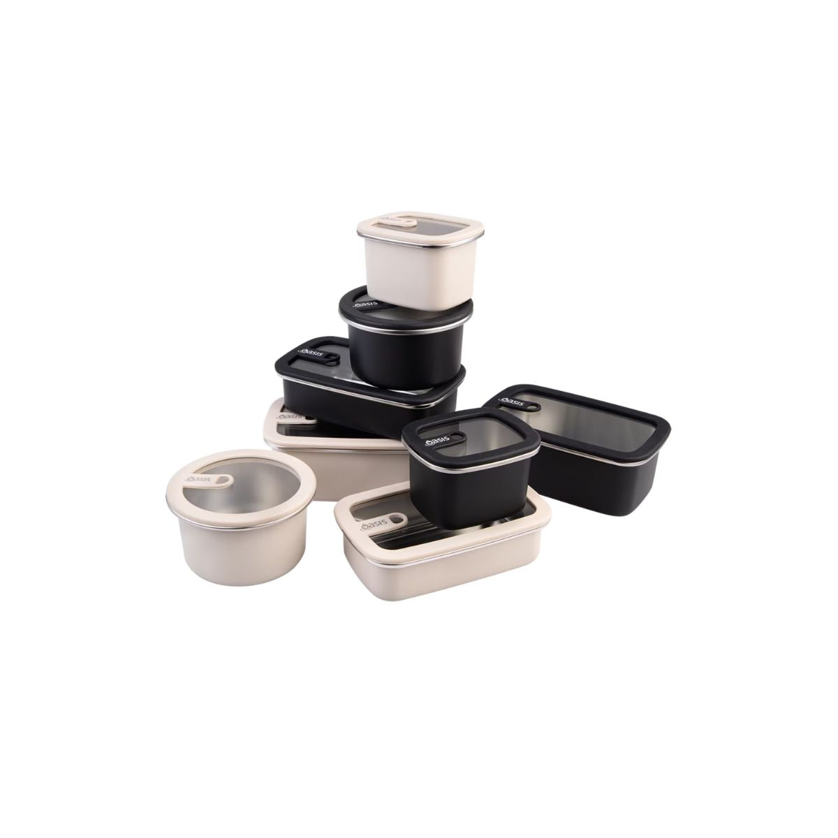 Oasis Microwave Safe Rectangular Stainless Steel Container Black 700ml