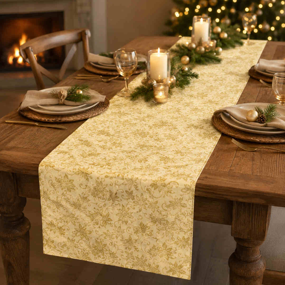 Swing Gifts Patterned Table Runner Champagne 35x200cm | Minimax