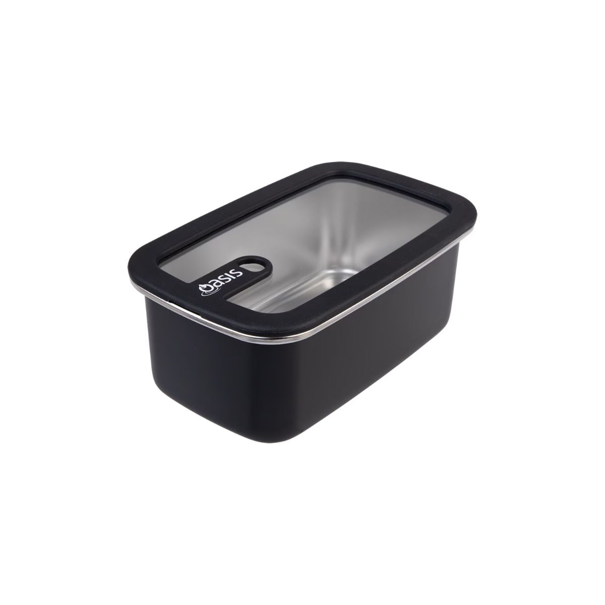 Oasis Microwave Safe Rectangular Stainless Steel Container Black 1.1L