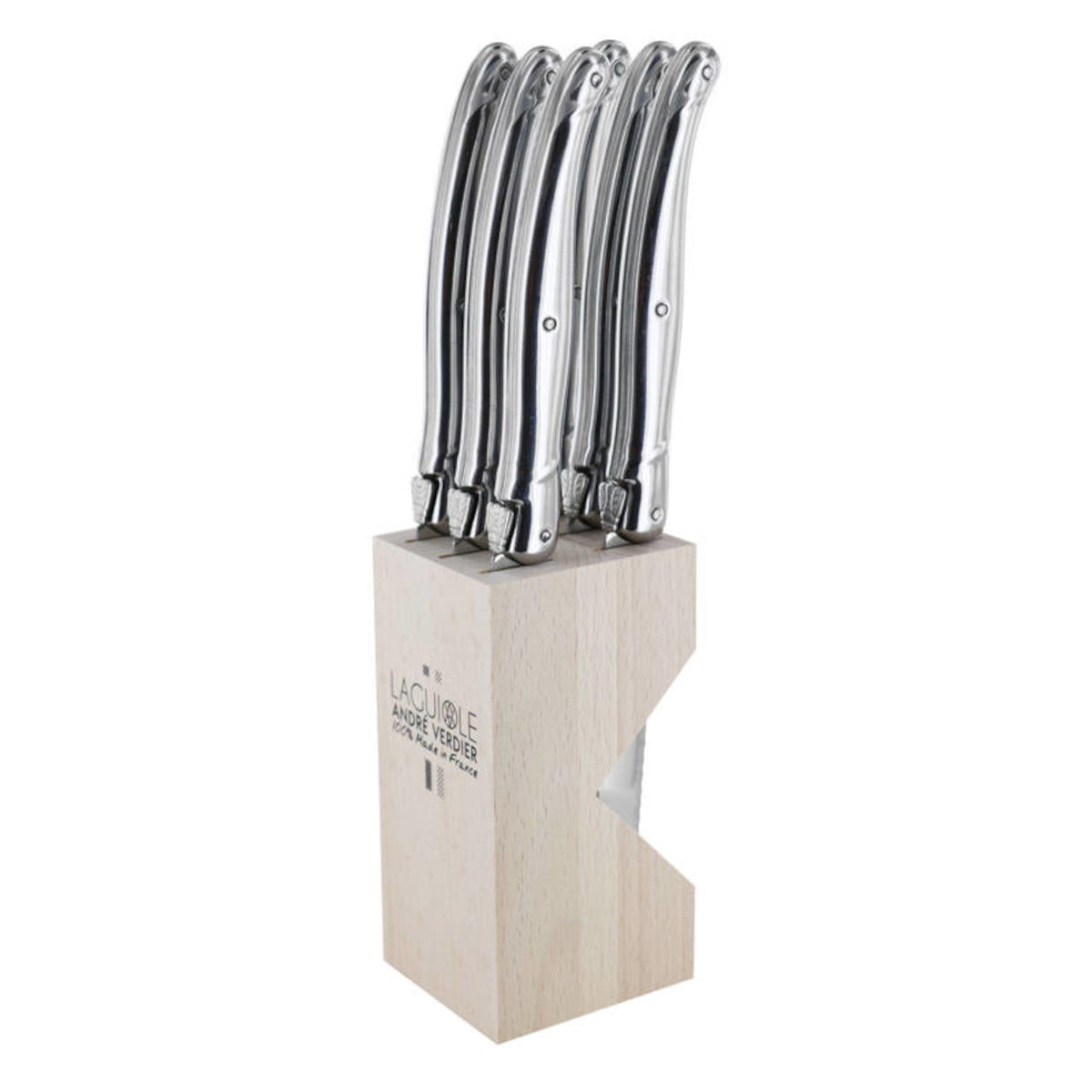 Laguiole Andre Verdier Steak Knife Block Stainless Steel Set of 6 | Minimax
