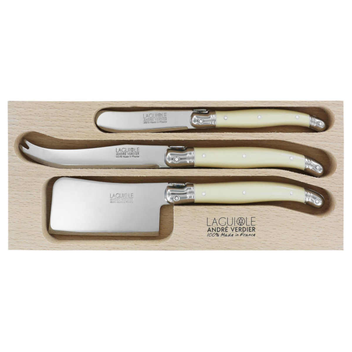 Laguiole Andre Verdier Cheese Knife Set Ivory 3 Piece | Minimax
