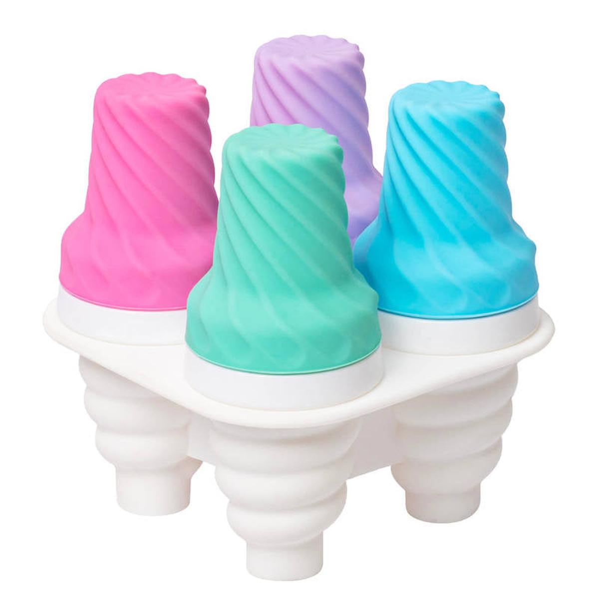 Joie Swirl Cone Freeze Pop – colorful reusable ice cream-style molds in swirl cone design for making fun homemade frozen treats.