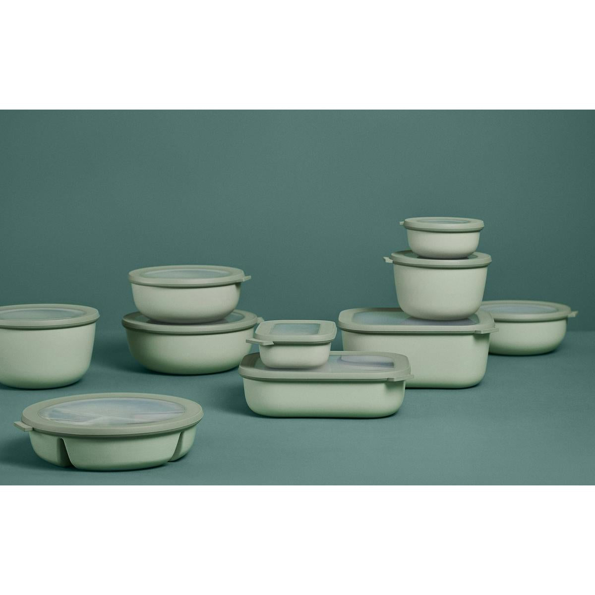 Mepal Cirqula Rectangular Set of 3 (750ml+1500ml+3000ml) - Nordic White