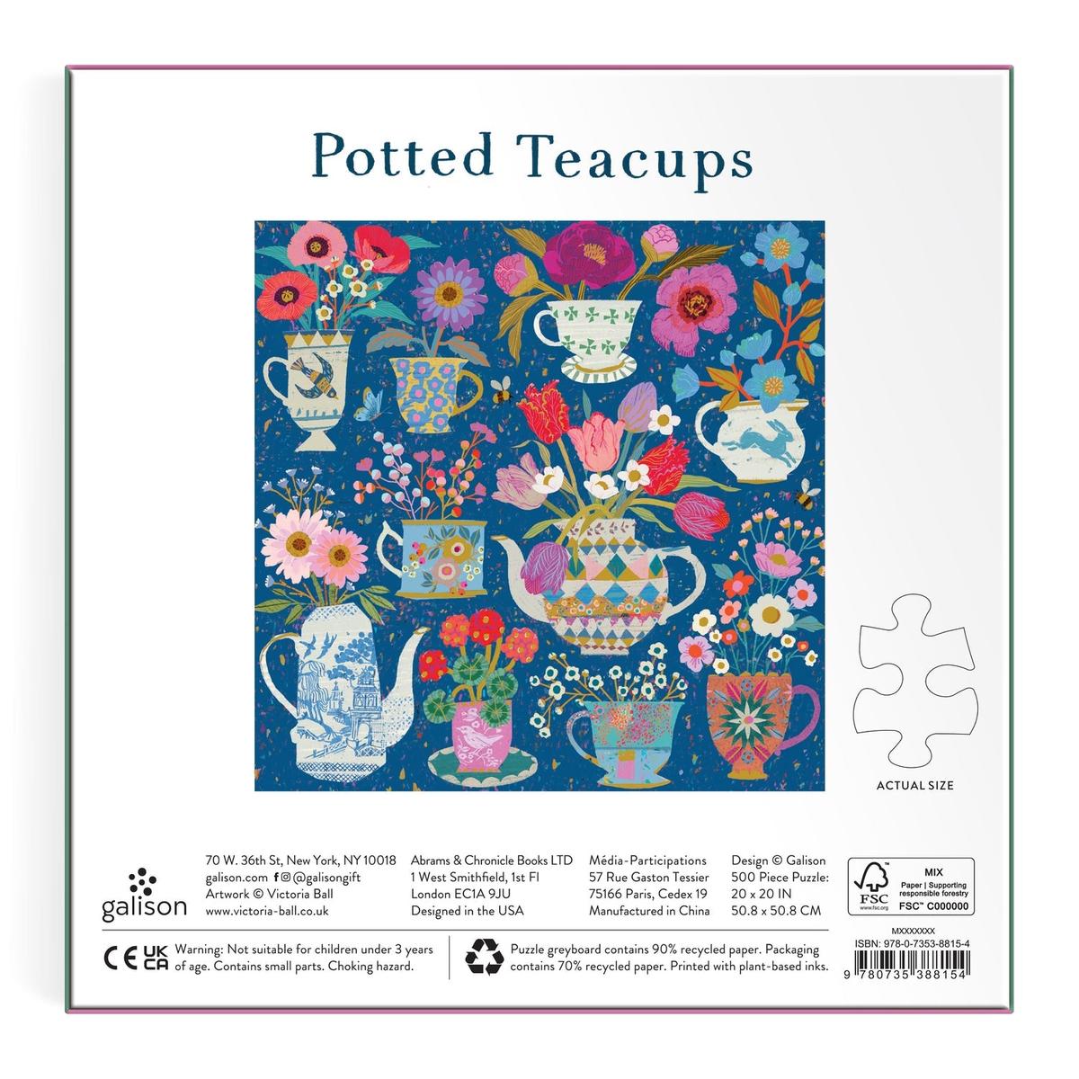 Galison Victoria Ball Potted Teacups Foil Puzzle 500 Piece | Minimax