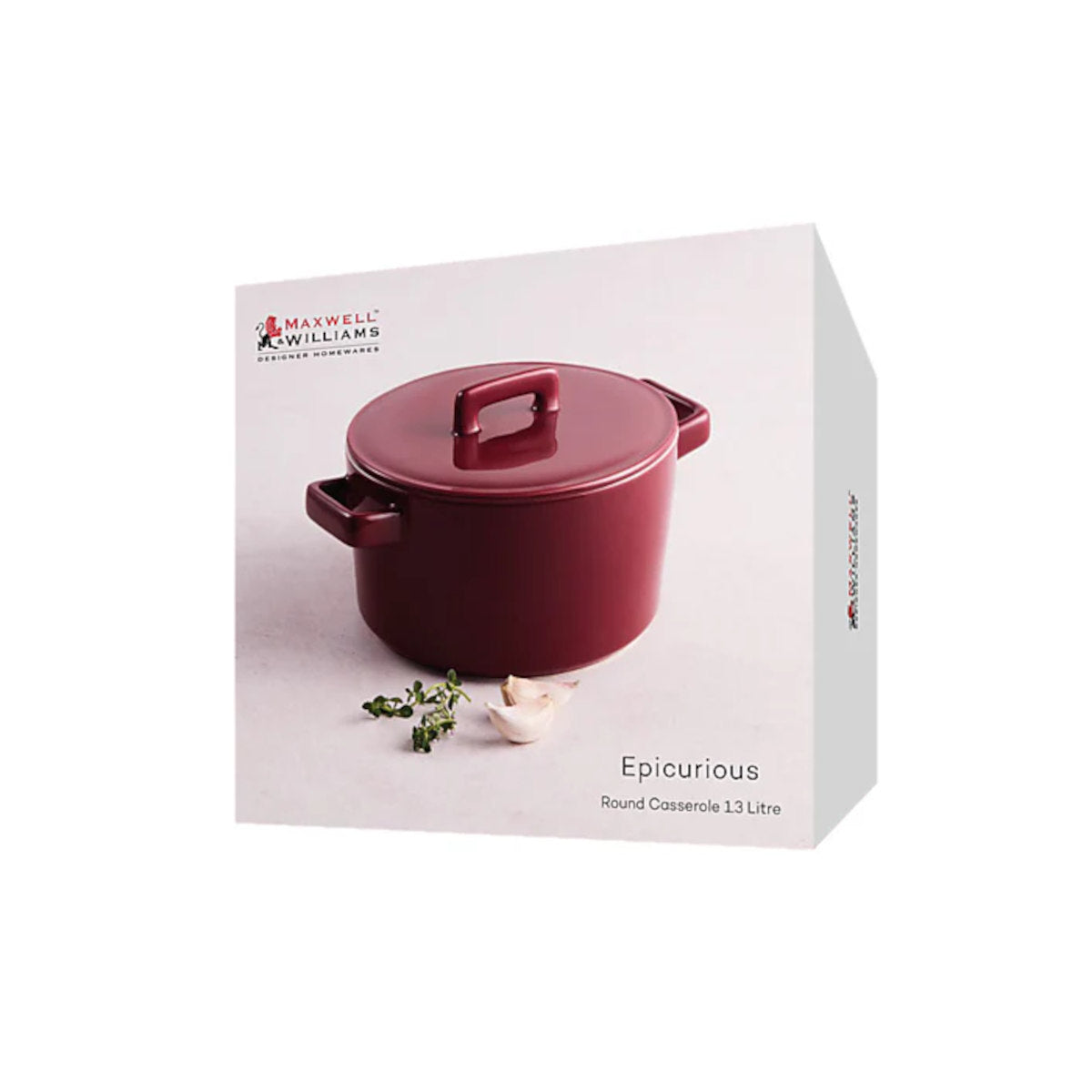 Maxwell & Williams Epicurious Round Casserole Gift Boxed Bordeaux 1.3L | Minimax