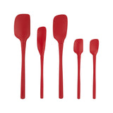 Tovolo Spatula Set Red Set of 5 featuring silicone spatulas in various sizes with ergonomic handles and heat-resistant design
