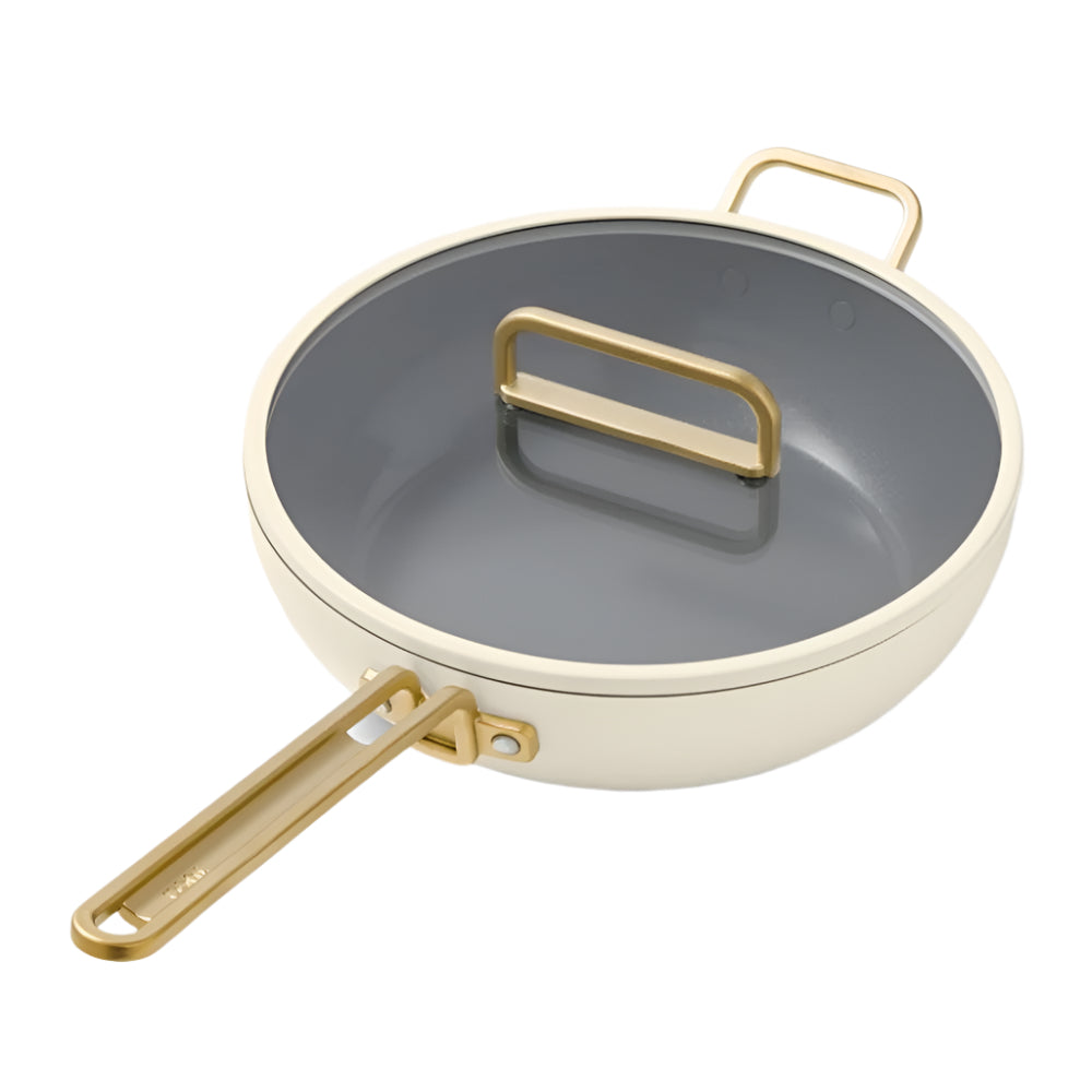 GreenPan™ Stanley Tucci™ Ceramic Nonstick Frypan with Lid White 33cm (6.15L) | Minimax