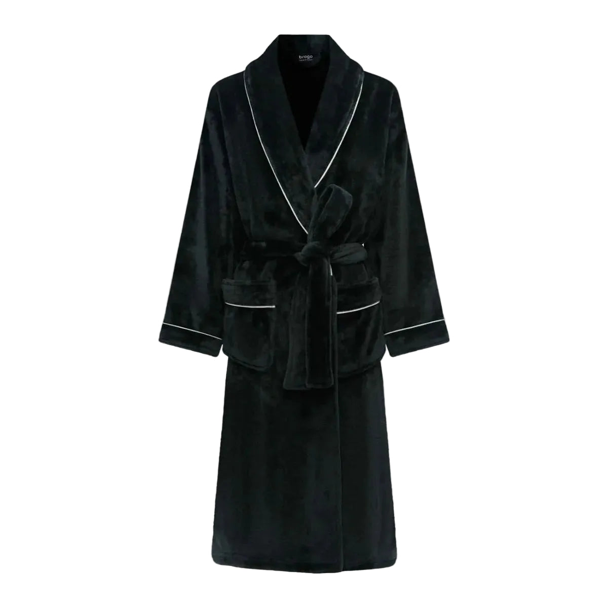 Bemboka Brogo Bath Robe With Piping Charcoal/White M/L | Minimax