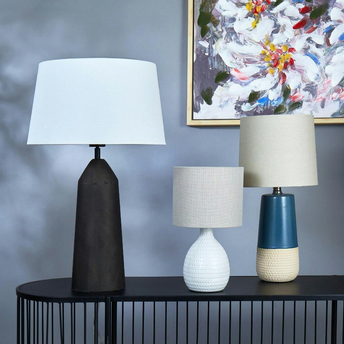 Amalfi Nash Table Lamp 2pcs Set Blue & Natural 23x23x49cm