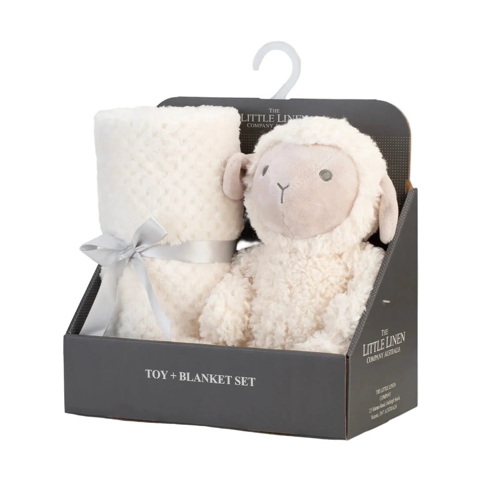 The Little Linen Co Farmyard Lamb Soft Plush Toy & Blanket
