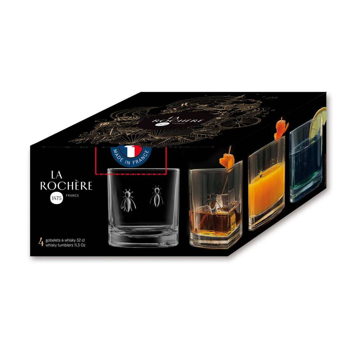 La Rochere Bee Whisky Glass 320ml (Set of 4) | Minimax