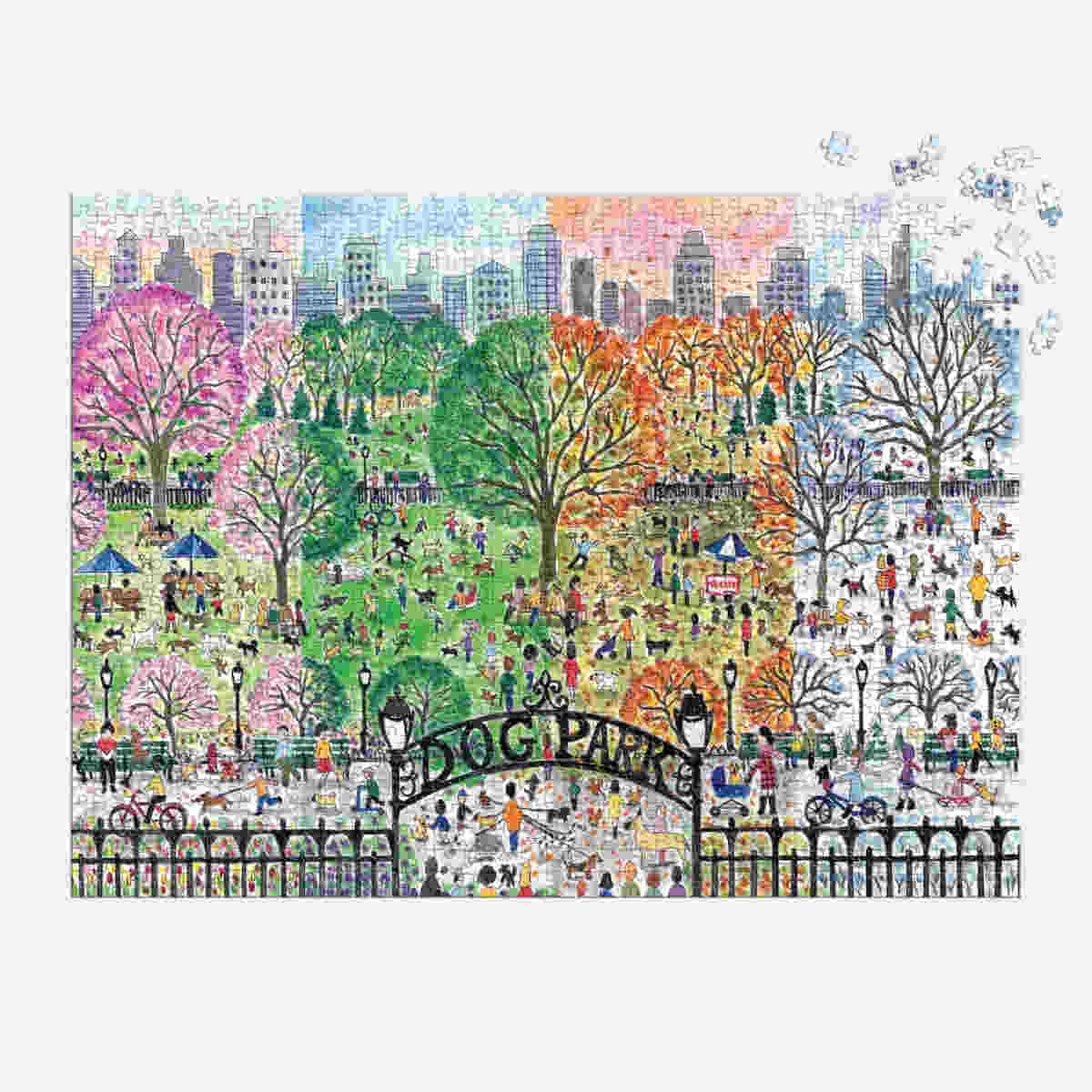 Galison Storrings Dog Park in Four Seasons Puzzle - 1000pcs Multi-Coloured | Minimax